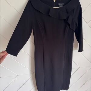 DKNY Elegant Black Long Sleeve Dress